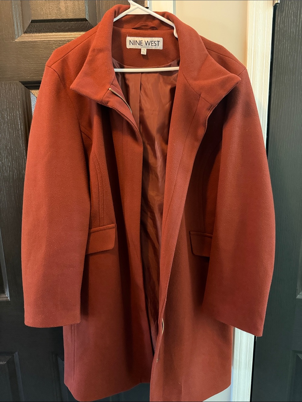 Nine West Women's Rust Orange Wool-Blend Pea Coat